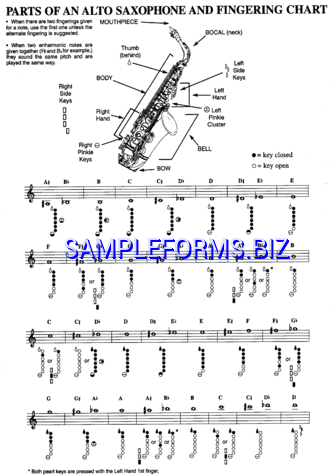 Parts of An Alto Saxophone And Fingering Chart pdf free